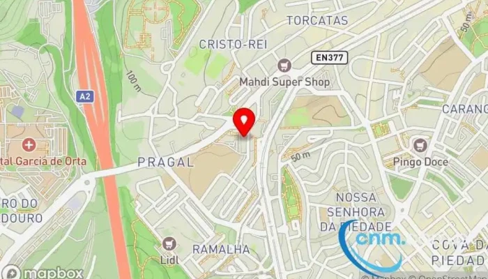 mapa de Banco CTT Pragal - Almada Banco, Caixa eletrônico, Banco de investimentos, Banco de poupança em Almada