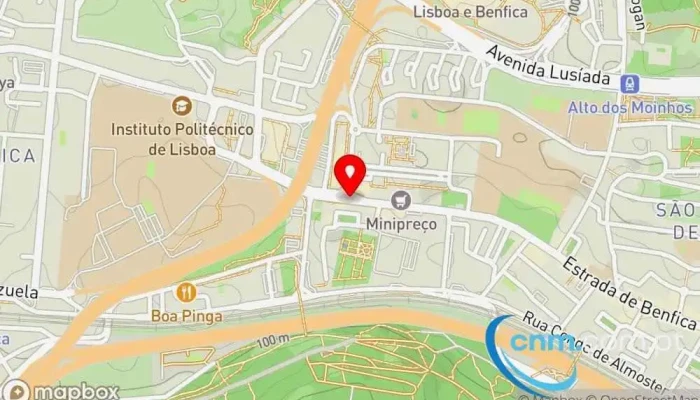 mapa de Benfica Correios em Lisboa