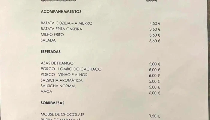 Churrascaria Sao Roque Cardapio - Funchal