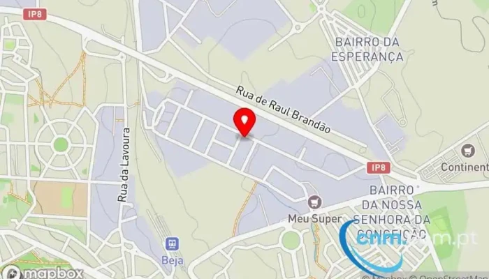 mapa de DHL Express Service Point (Estudantina Office Center) Serviço de entregas expresso, Serviço de logística, Correio, Serviço de frete e correio, Empresa de remessas, Serviço de entrega em Beja