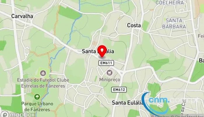 mapa de Estação dos Correios de FÂNZERES  em Fânzeres