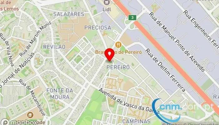 mapa de Estação dos Correios de Pereiró Correios em Porto