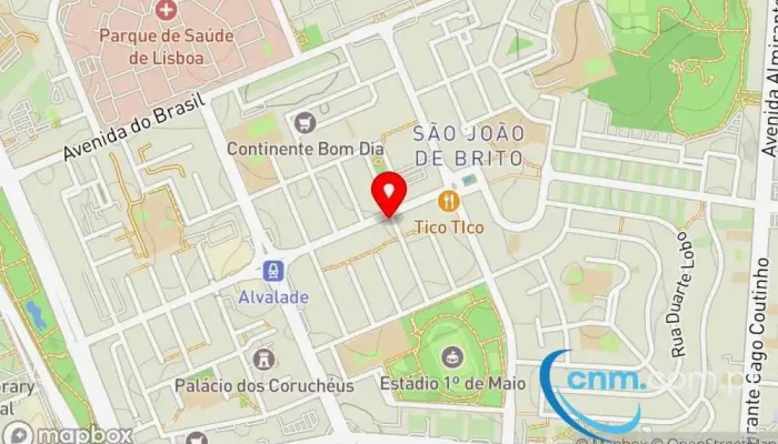 mapa de Loja CTT Correios em Lisboa