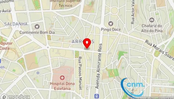 mapa de Loja CTT Correios em Lisboa