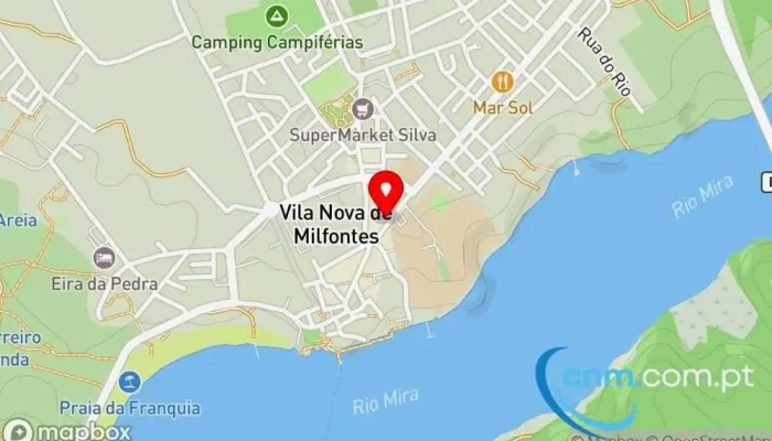 mapa de Loja CTT Correios em Vila Nova de Milfontes