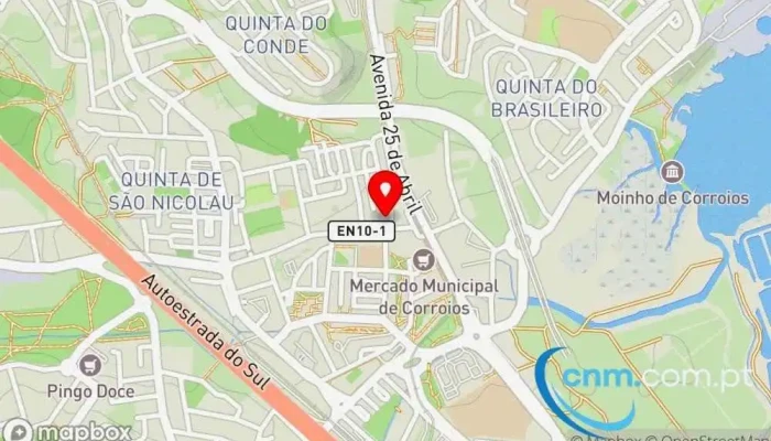 mapa de Loja CTT Correios em Corroios