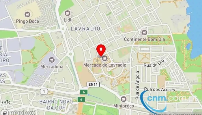 mapa de Ponto CTT Correios em Lavradio