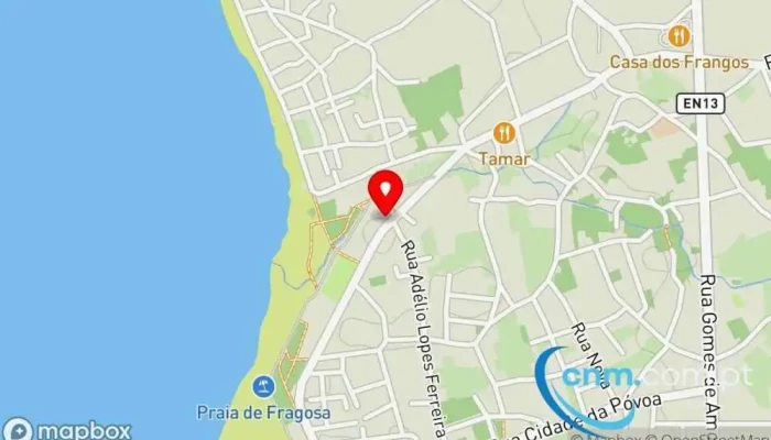 mapa de Ponto CTT Pescadores Correios em Póvoa de Varzim