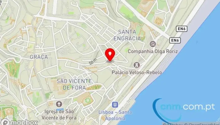 mapa de Ponto CTT São Vicente de Fora (Lisboa) Correios em Lisboa