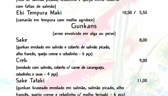 Sushi Toro Estoril -  Cardapio - Estoril
